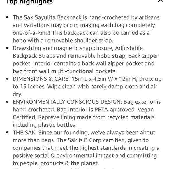 NWT The Sak Sayulita Crochet Backpack - Picture 9 of 9